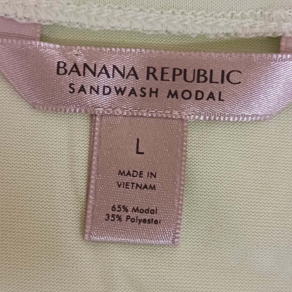 Banana Republic Women's Sandwash Modal Green Short Sleeve Back Drape Top Size L - Picture 7 of 9